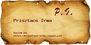 Prisztacs Irma névjegykártya